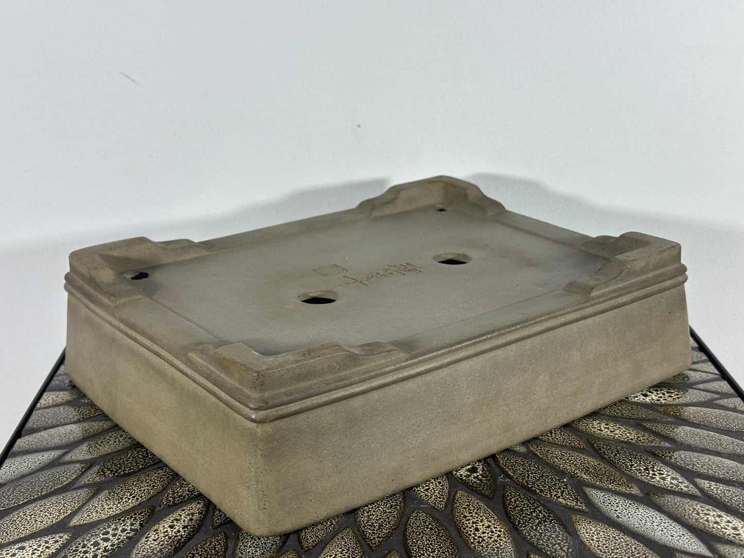 Preowned Japanese Tokoname Rectangular Bonsai Pot By Hekisui - 12.25” By 9.5”