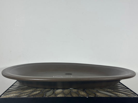 Preowned Japanese Tokoname Shallow Oval Bonsai Pot Seto - 20” By 15.5”