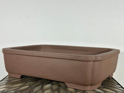 Preowned Japanese Tokoname Rectangular Bonsai Pot By Kakuzan - 16.25” By 12”