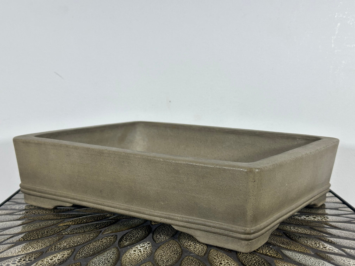 Preowned Japanese Tokoname Rectangular Bonsai Pot By Hekisui - 12.25” By 9.5”