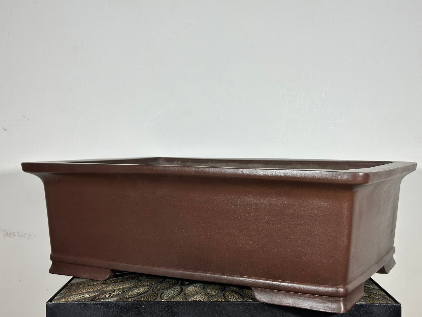 Preowned Japanese Tokoname Rectangular Bonsai Pot Gyouzan, Exhibit Quality And Hand Made - 19” By 14.5”