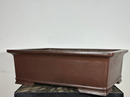 Preowned Japanese Tokoname Rectangular Bonsai Pot Gyouzan, Exhibit Quality And Hand Made - 19” By 14.5”