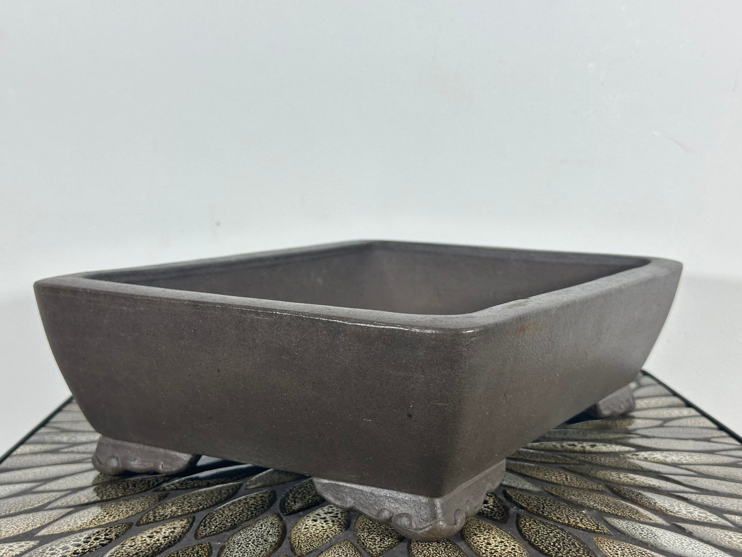 Preowned Japanese Tokoname Oval Bonsai Pot Seibun - 13.25” By 9.5”