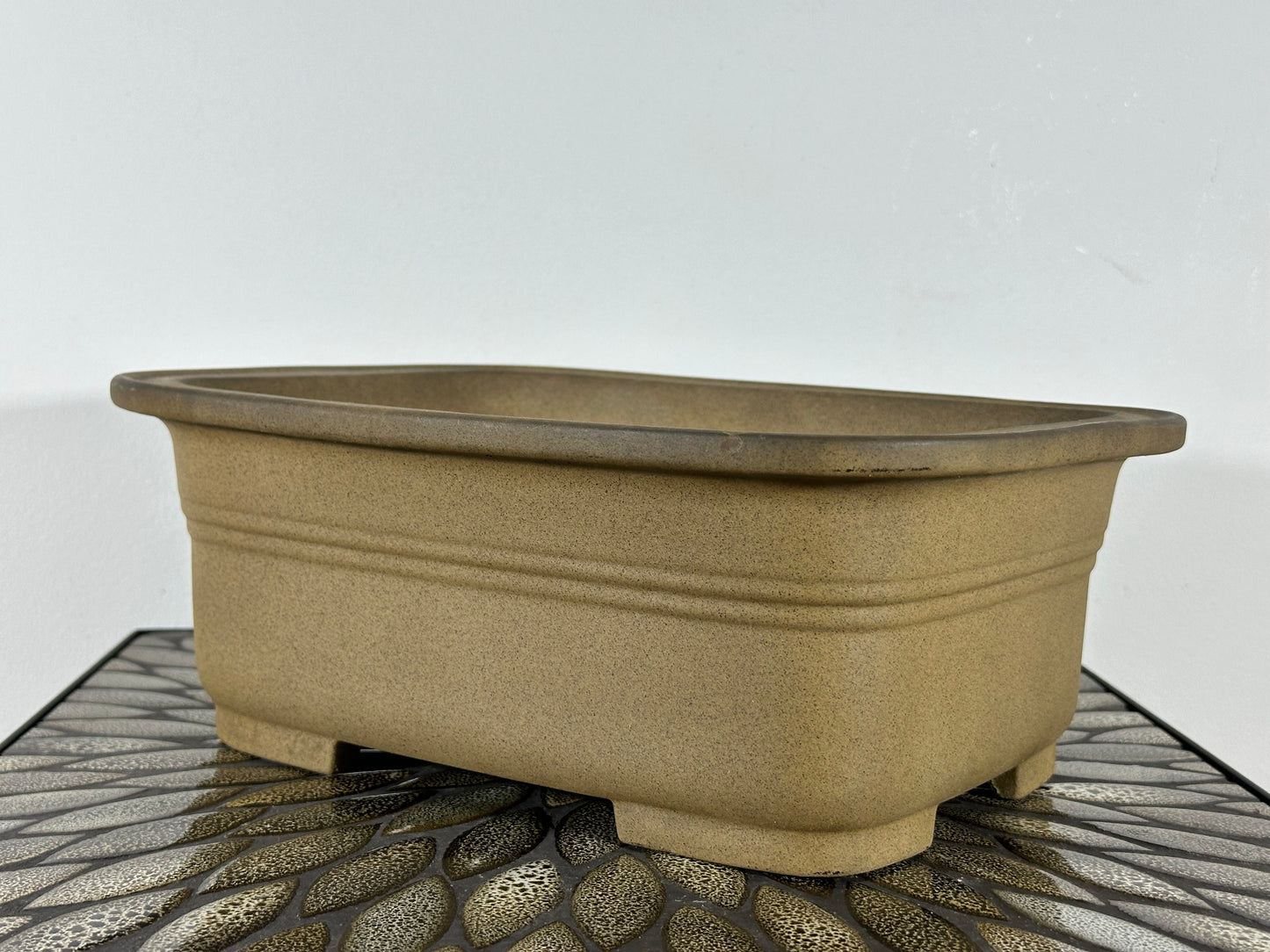 Preowned Japanese Tokoname Deep Rectangular Bonsai Pot - 12.5” By 9.5”