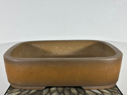 Preowned Japanese Tokoname Rectangular Bonsai Pot Syouhou Yoshimura - 18.5" By 14.5"