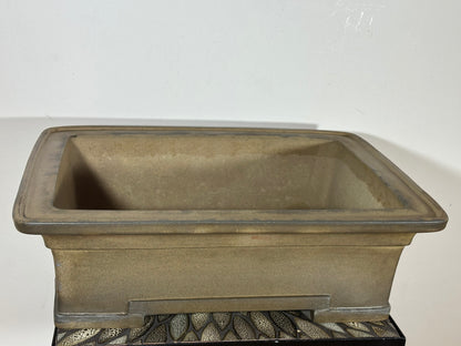 Preowned Japanese Tokoname Rectangular Bonsai Pot Zenigou - 19.5" By 14.25"