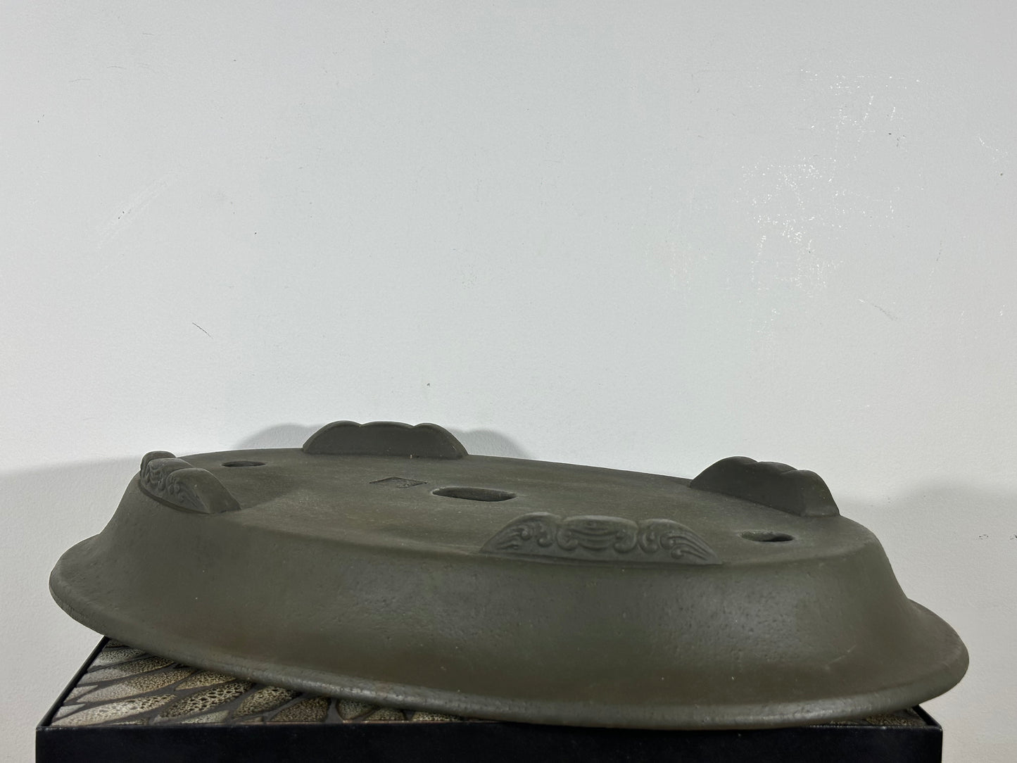 Preowned Japanese Tokoname Oval Shallow Bonsai Pot Senkouen - 22.25" By 15.75"