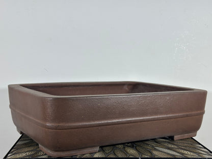 Preowned Japanese Tokoname Rectangular Bonsai Pot By Masusai - 17” By 12.5”