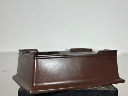 Preowned Japanese Tokoname Rectangular Bonsai Pot Gyouzan, Exhibit Quality And Hand Made - 19” By 14.5”