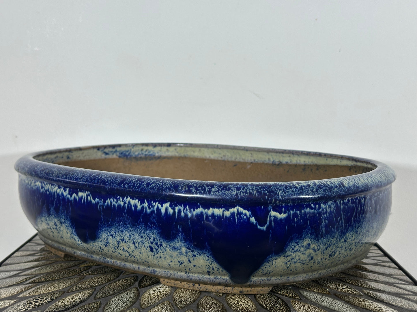 Preowned Japanese Tokoname Oval Bonsai Pot Syuhou - 16.75” By 12.5”