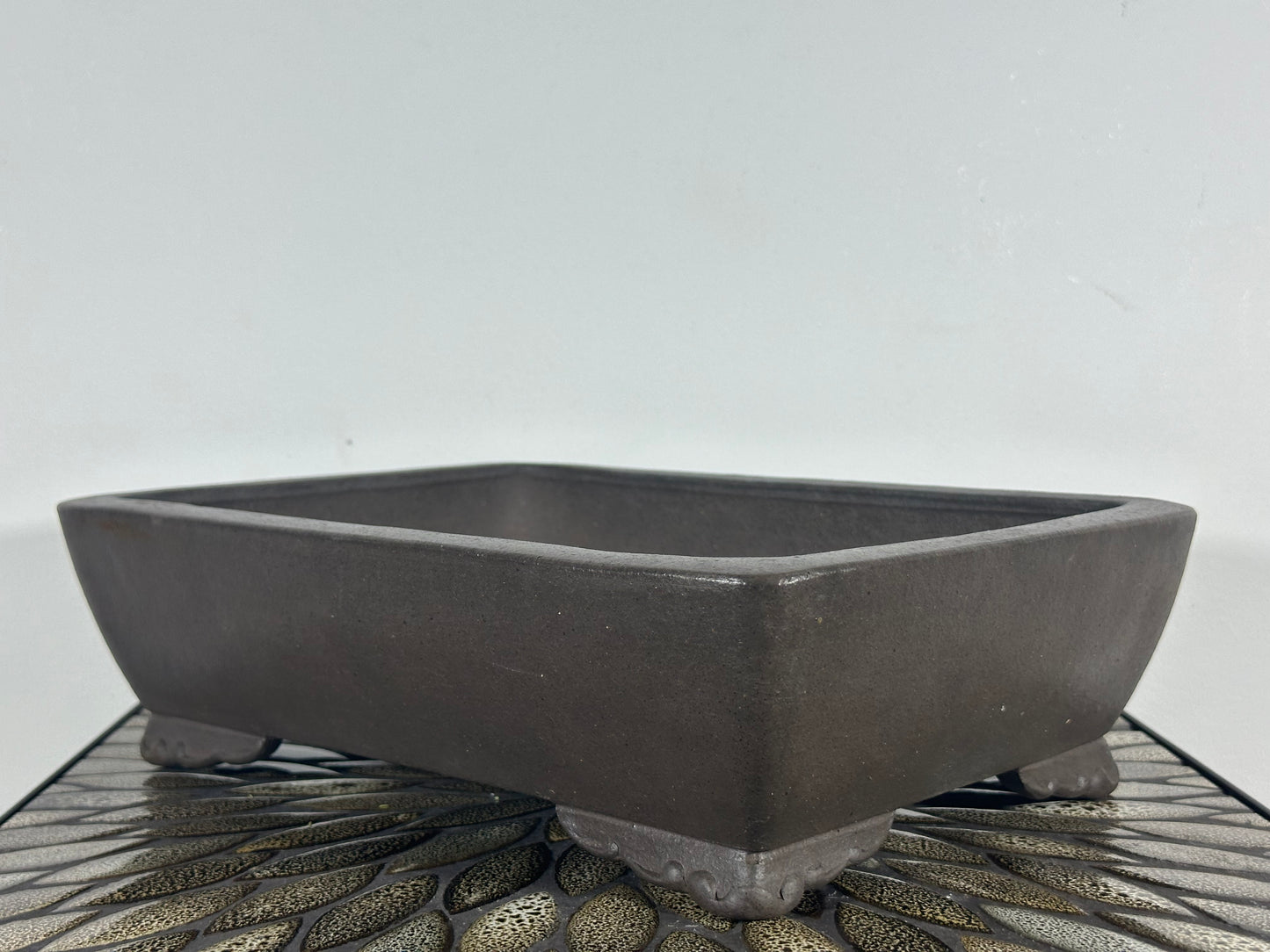 Preowned Japanese Tokoname Oval Bonsai Pot Seibun - 13.25” By 9.5”