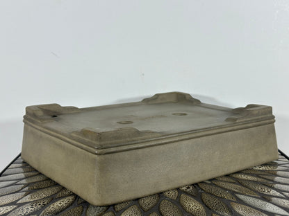 Preowned Japanese Tokoname Rectangular Bonsai Pot By Hekisui - 12.25” By 9.5”