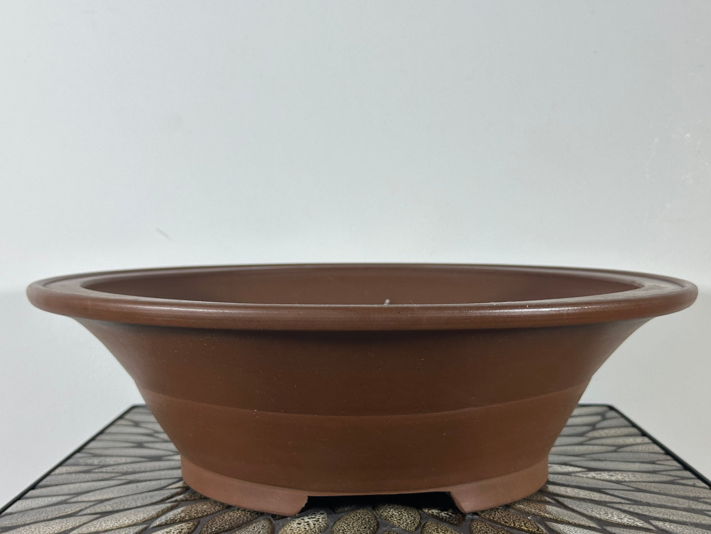 Preowned Japanese Tokoname Round Bonsai Pot By Katuyama Gamazou - 15.75” By 5”