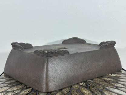 Preowned Japanese Tokoname Oval Bonsai Pot Seibun - 13.25” By 9.5”