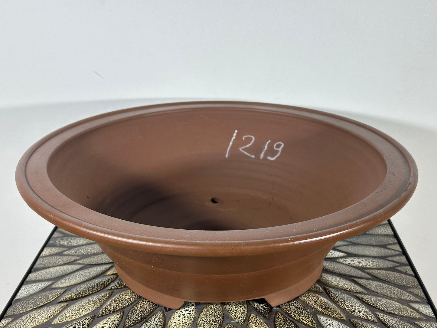 Preowned Japanese Tokoname Round Bonsai Pot By Katuyama Gamazou - 15.75” By 5”