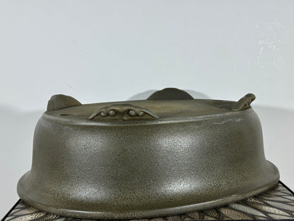 Preowned Japanese Tokoname Deep Oval Bonsai Pot has Stamp - 18” By 14.75”