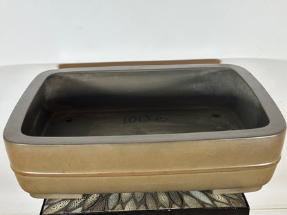 Preowned Japanese Tokoname Rectangular Bonsai Pot has Eiraku - 22.25” By 16.5”