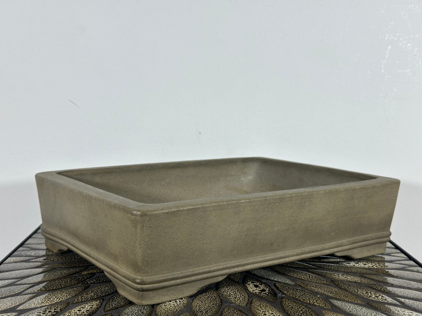 Preowned Japanese Tokoname Rectangular Bonsai Pot By Hekisui - 12.25” By 9.5”