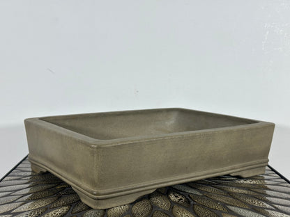 Preowned Japanese Tokoname Rectangular Bonsai Pot By Hekisui - 12.25” By 9.5”