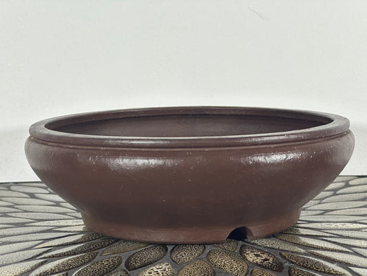 Preowned Japanese Tokoname Round Bonsai Pot by Senpuku - 10.25” By 3.25”