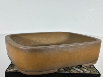 Preowned Japanese Tokoname Rectangular Bonsai Pot Syouhou Yoshimura - 18.5" By 14.5"