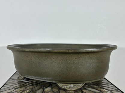 Preowned Japanese Tokoname Deep Oval Bonsai Pot has Stamp - 18” By 14.75”