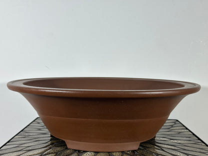 Preowned Japanese Tokoname Round Bonsai Pot By Katuyama Gamazou - 15.75” By 5”