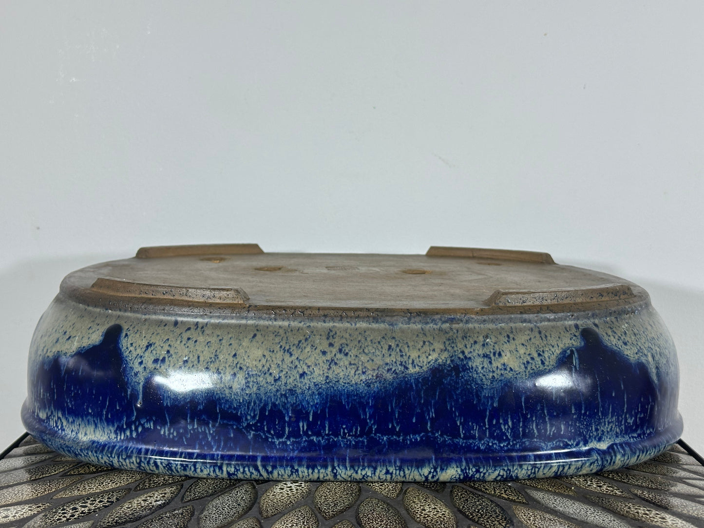 Preowned Japanese Tokoname Oval Bonsai Pot Syuhou - 16.75” By 12.5”