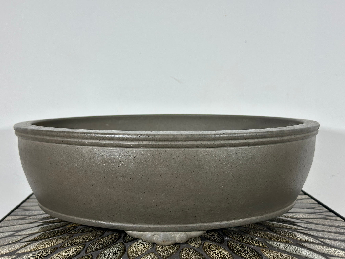 Preowned Japanese Round Bonsai Pot Sugi - 14.5” By 4.5”