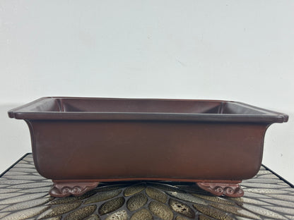 Preowned Japanese Tokoname Rectangular Bonsai Pot Yamasyou - 12.5” By 9.5”