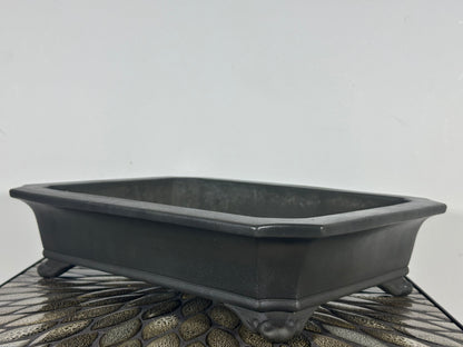 Preowned Japanese Tokoname Rectangular Bonsai Pot Yamaaki - 14.5” By 11”