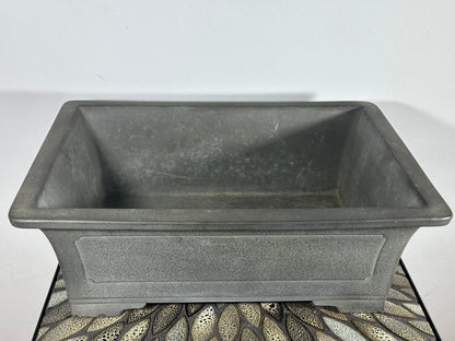 Preowned Japanese Tokoname Deep Rectangular Bonsai Pot Has Stamp - 16.25” By 12”