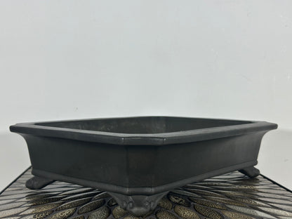 Preowned Japanese Tokoname Rectangular Bonsai Pot Yamaaki - 14.5” By 11”