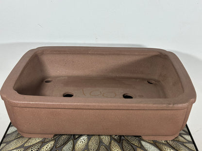 Preowned Japanese Tokoname Rectangular Bonsai Pot By Kakuzan - 16.25” By 12”