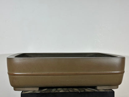 Preowned Japanese Tokoname Rectangular Bonsai Pot has Eiraku - 22.25” By 16.5”