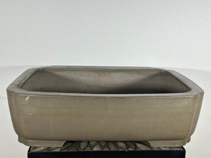 Preowned Japanese Tokoname Rectangular Bonsai Pot Keizan - 21 1/8” By 15.75”