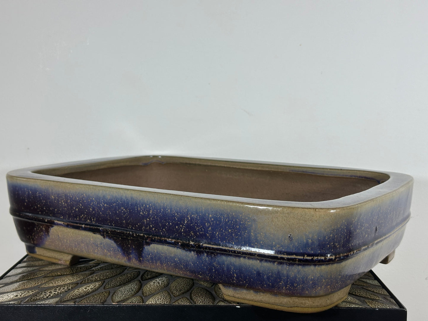 Preowned Large Japanese Rectangular Bonsai Pot Kakuzan with Patina- 17.25" By 12.75”