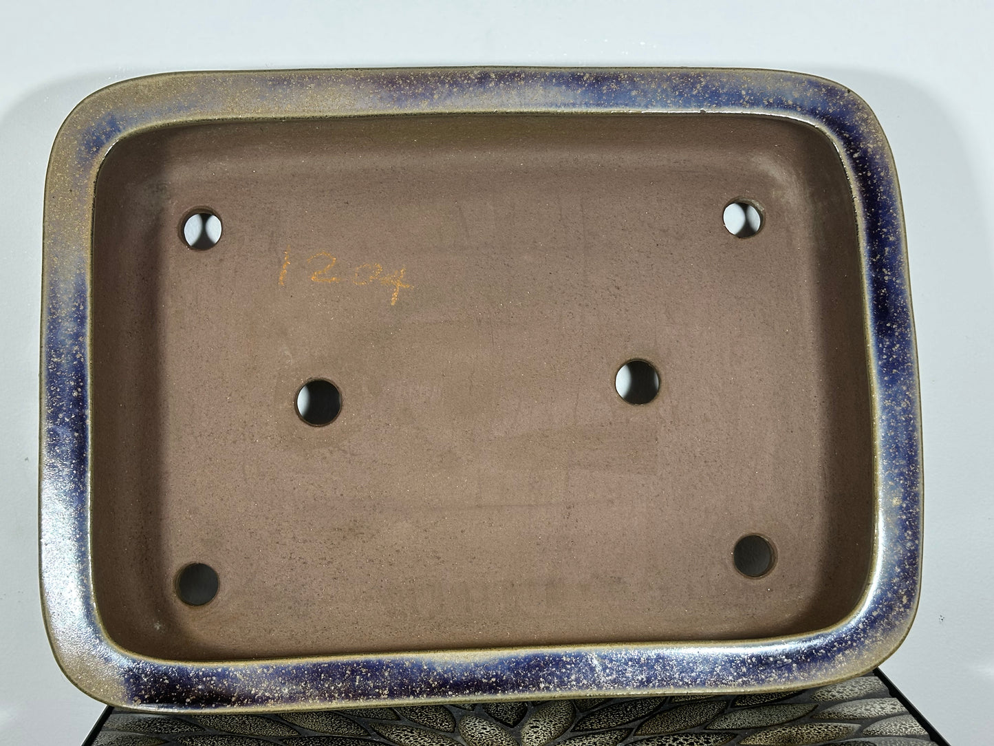 Preowned Large Japanese Rectangular Bonsai Pot Kakuzan with Patina- 17.25" By 12.75”