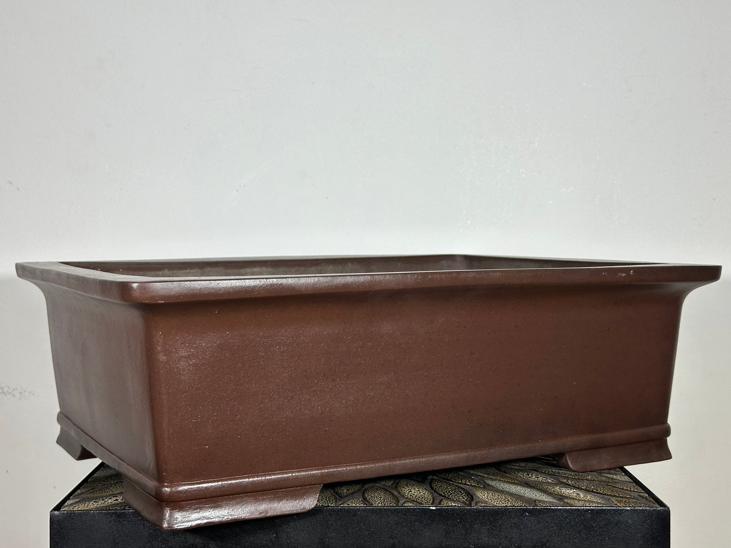 Preowned Japanese Tokoname Rectangular Bonsai Pot Gyouzan, Exhibit Quality And Hand Made - 19” By 14.5”