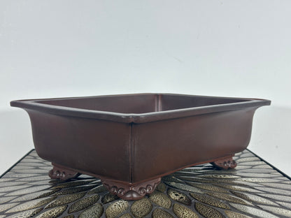 Preowned Japanese Tokoname Rectangular Bonsai Pot Yamasyou - 12.5” By 9.5”