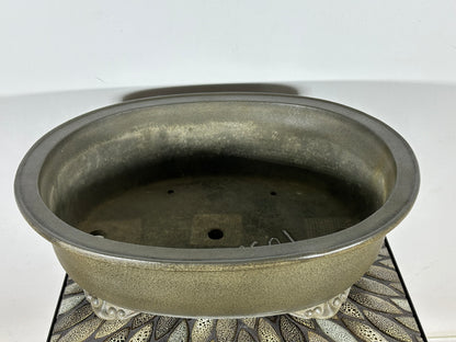 Preowned Japanese Tokoname Deep Oval Bonsai Pot has Stamp - 18” By 14.75”