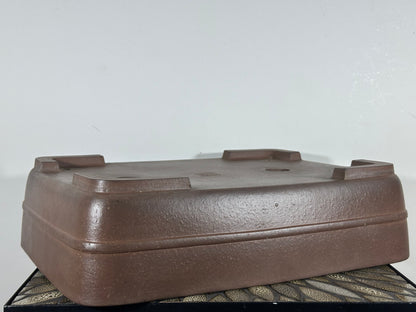 Preowned Japanese Tokoname Rectangular Bonsai Pot By Masusai - 17” By 12.5”