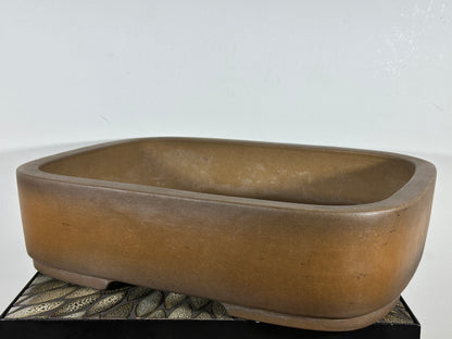 Preowned Japanese Tokoname Rectangular Bonsai Pot Syouhou Yoshimura - 18.5" By 14.5"