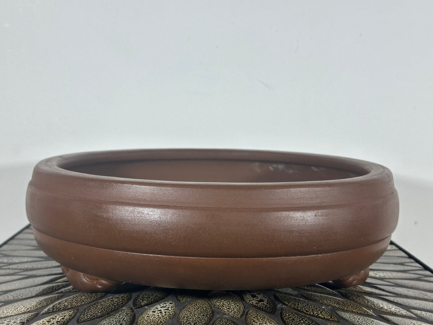 Preowned Japanese Tokoname Drum Style Bonsai Pot - 12” By 3.5”