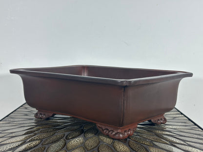 Preowned Japanese Tokoname Rectangular Bonsai Pot Yamasyou - 12.5” By 9.5”