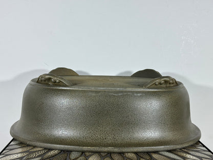 Preowned Japanese Tokoname Deep Oval Bonsai Pot has Stamp - 18” By 14.75”