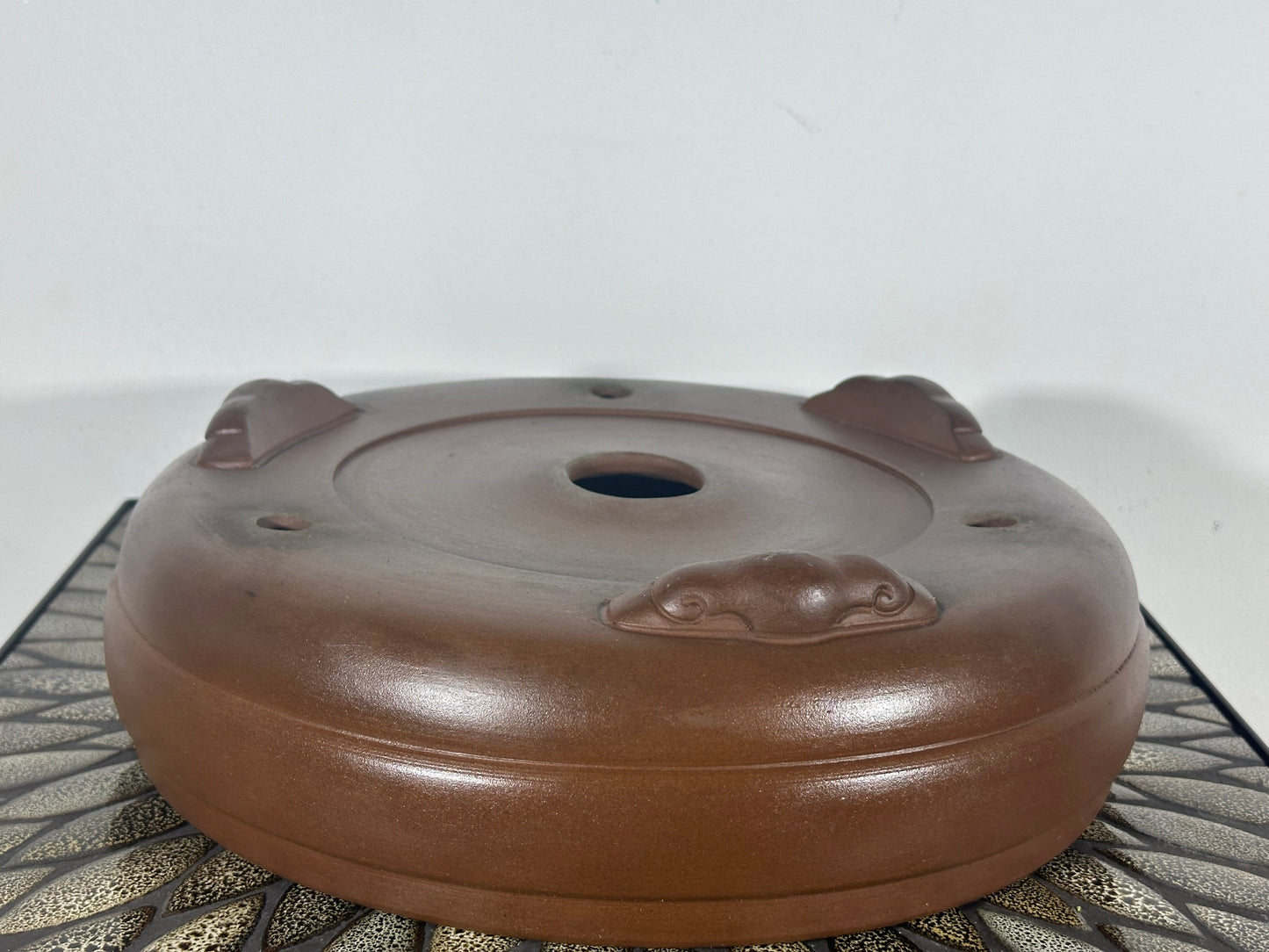 Preowned Japanese Tokoname Drum Style Bonsai Pot - 12” By 3.5”