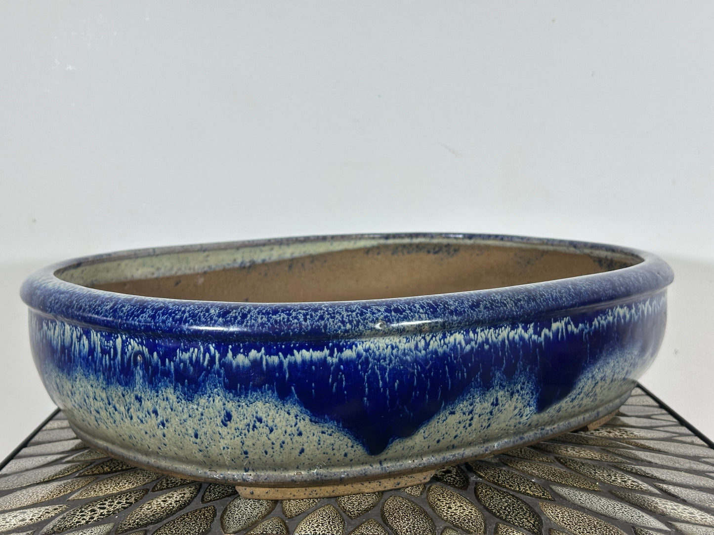 Preowned Japanese Tokoname Oval Bonsai Pot Syuhou - 16.75” By 12.5”