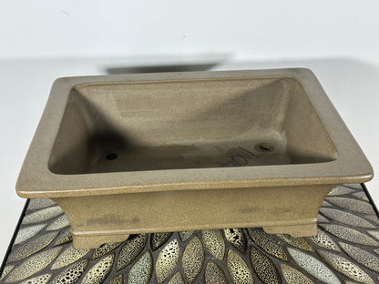 Preowned Japanese Tokoname Deep Rectangular Bonsai Pot has Keizan - 13” By 9.75”