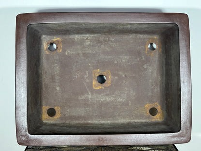 Preowned Japanese Tokoname Rectangular Bonsai Pot Gyouzan, Exhibit Quality And Hand Made - 19” By 14.5”